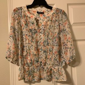 a.n.a sheer floral peplum top